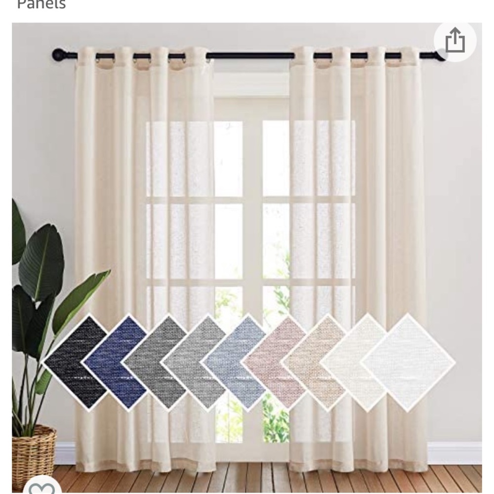 Semi Sheer Curtains Beige Linen 2 Panels 84”x 52”
